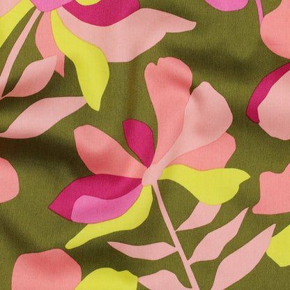 Satin premium 100 % coton - motif floral 115 g/m²