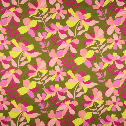 Satin premium 100 % coton - motif floral 115 g/m²
