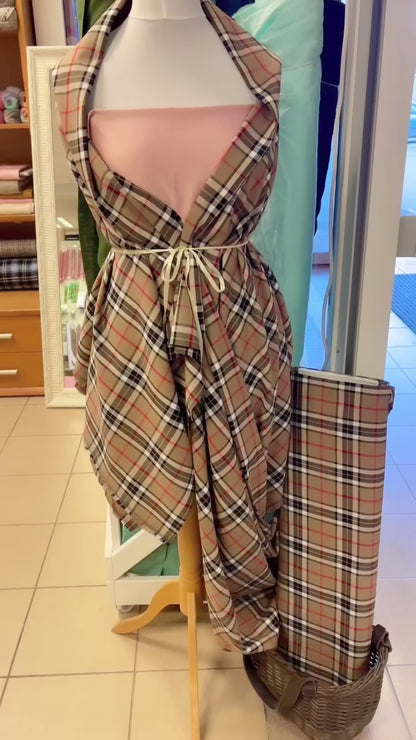 Tissu pour costume beige à carreaux 230 g/m²