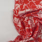 Silk jacquard - red and beige floral pattern 105 g/m²