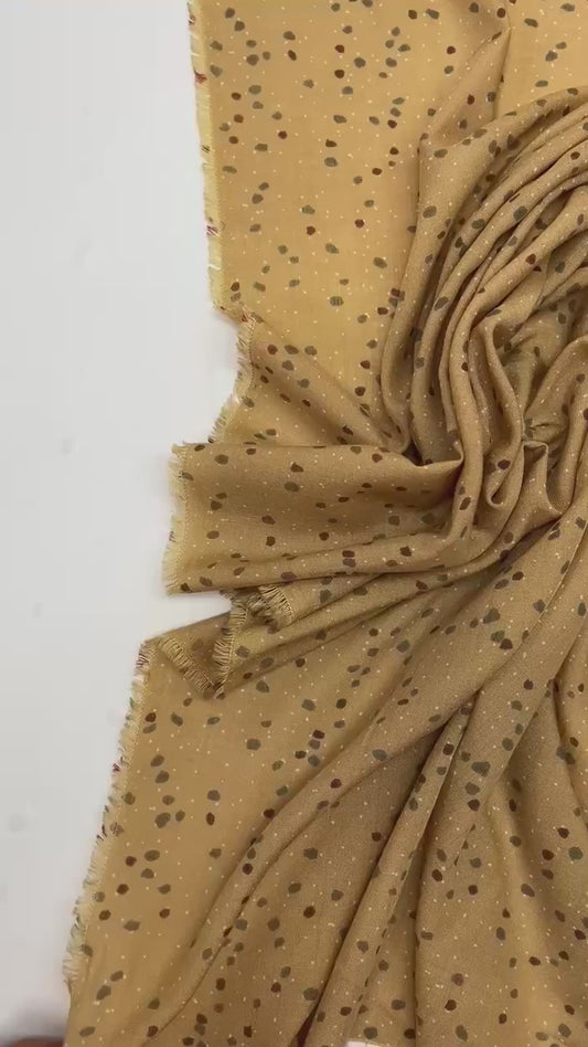 Italienischer Acrylstoff mit beigem und braunem Punktmuster 130 g/m²