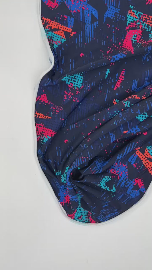 Italian multicolored polyester–elastane knitted fabric for sports | 210 g/m², 135 cm