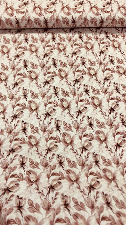 Last piece - Cotton knit fabric - flower buds 220 g/m² - 25cm