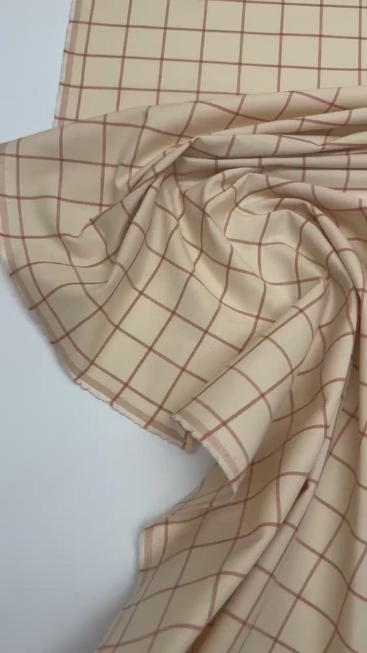 Italys cotton fabric in a checkered pattern brown–beige | 125 g/m², 149 cm