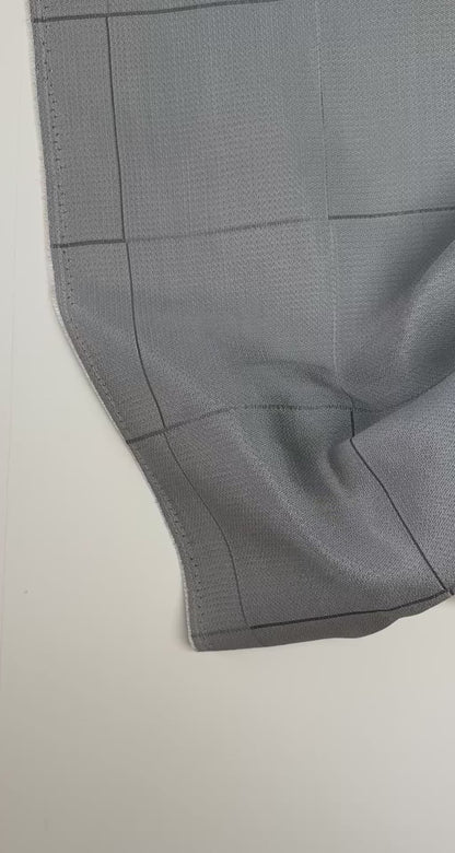 Tissu italien en viscose et soie à carreaux gris – 120 g/m²