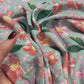100% Viscose Fabric - Flowers on Mint Background 135 g/m²