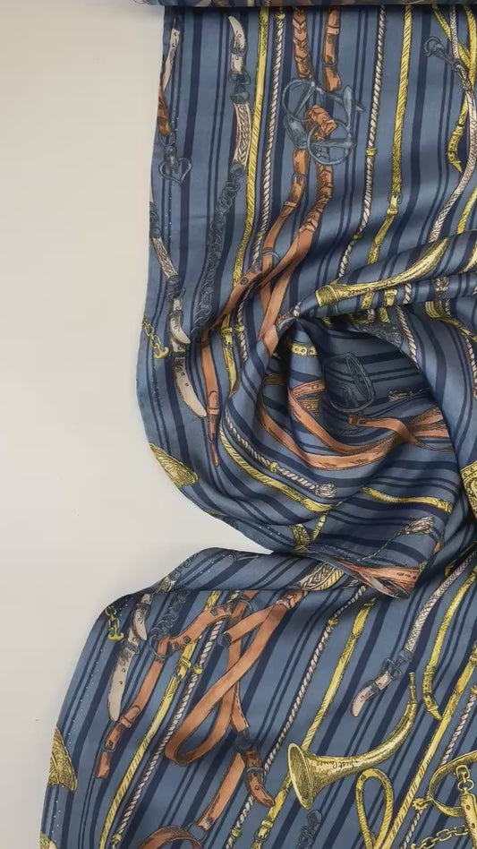 100% Silk satin - graphic print 55 g/m²