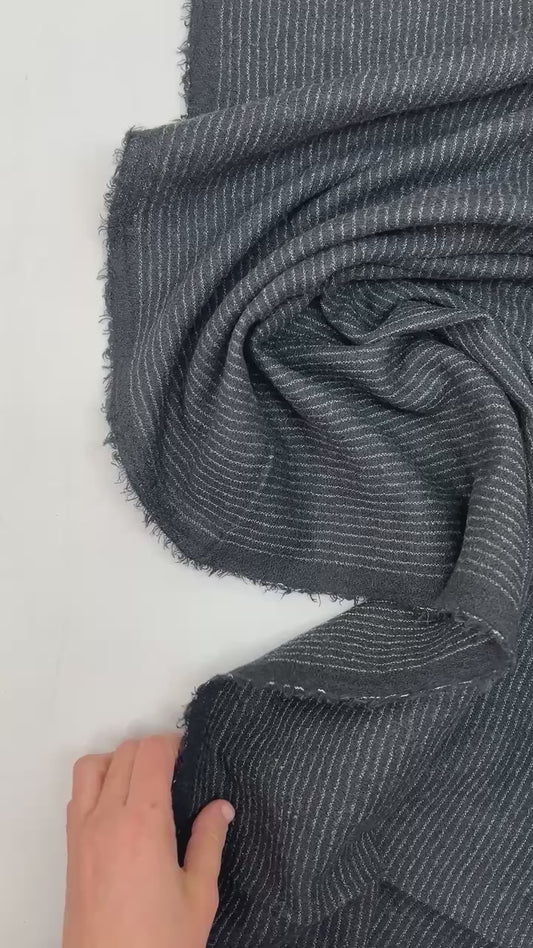 Wool fabric - black with fine stripe 240 g/m²