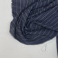 100% Wool fabric - dark blue with white stripes 230 g/m²