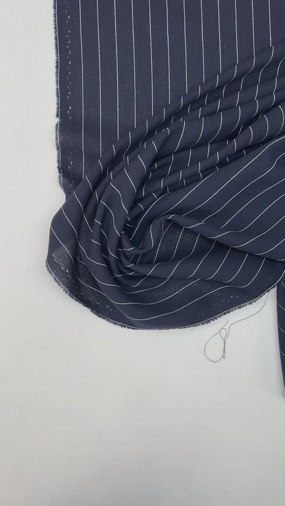 100 % Wolle – marineblau mit weißen Streifen, 230 g/m²