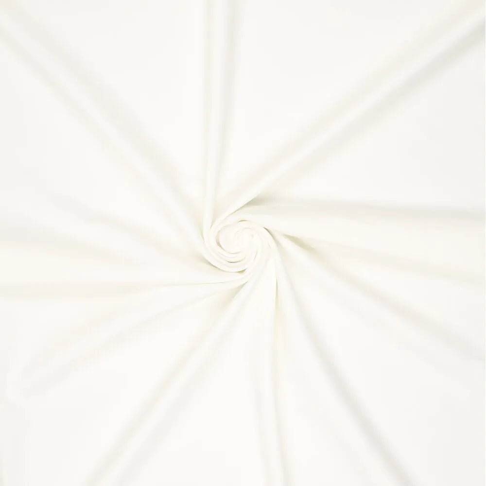 Attēls ar Punta di Roma trikotāžas audums – balts 320 g/m² – pieejams Šarlotes audumi