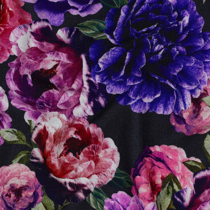 Tissu maille Punta di Roma - fleurs lilas et roses 280 g/m²