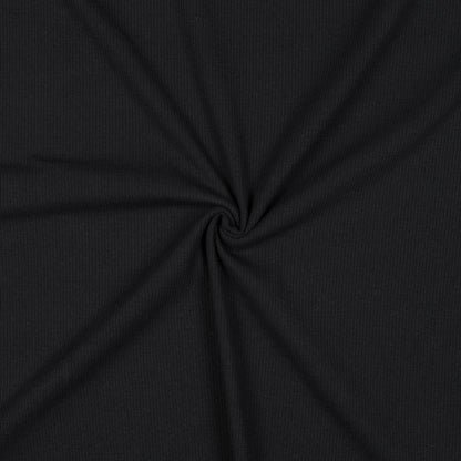 Ribbed cotton jersey (RIB JERSEY) - black 240 g/m²