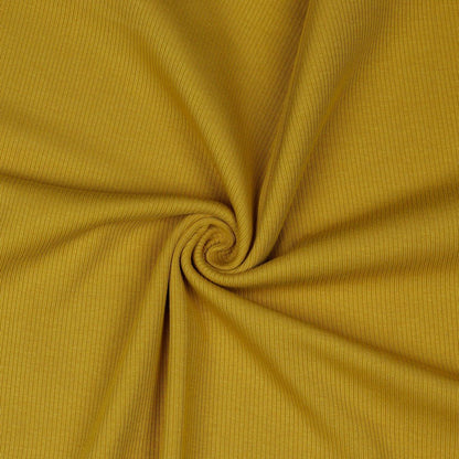 Jersey de coton côtelé (RIB JERSEY) - jaune moutarde 240 g/m²
