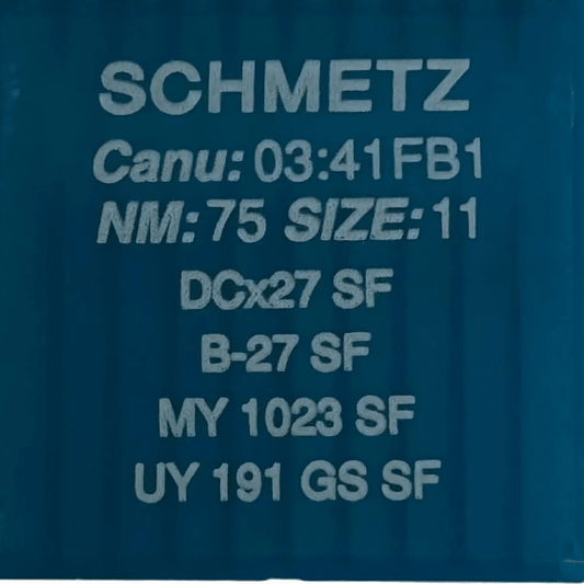 Image of industrial overlock needles SCHMETZ DCx27 (B - 27) SUK SF for extra fine knitwear - 10 pcs. – available at Charlotte's Fabrics
