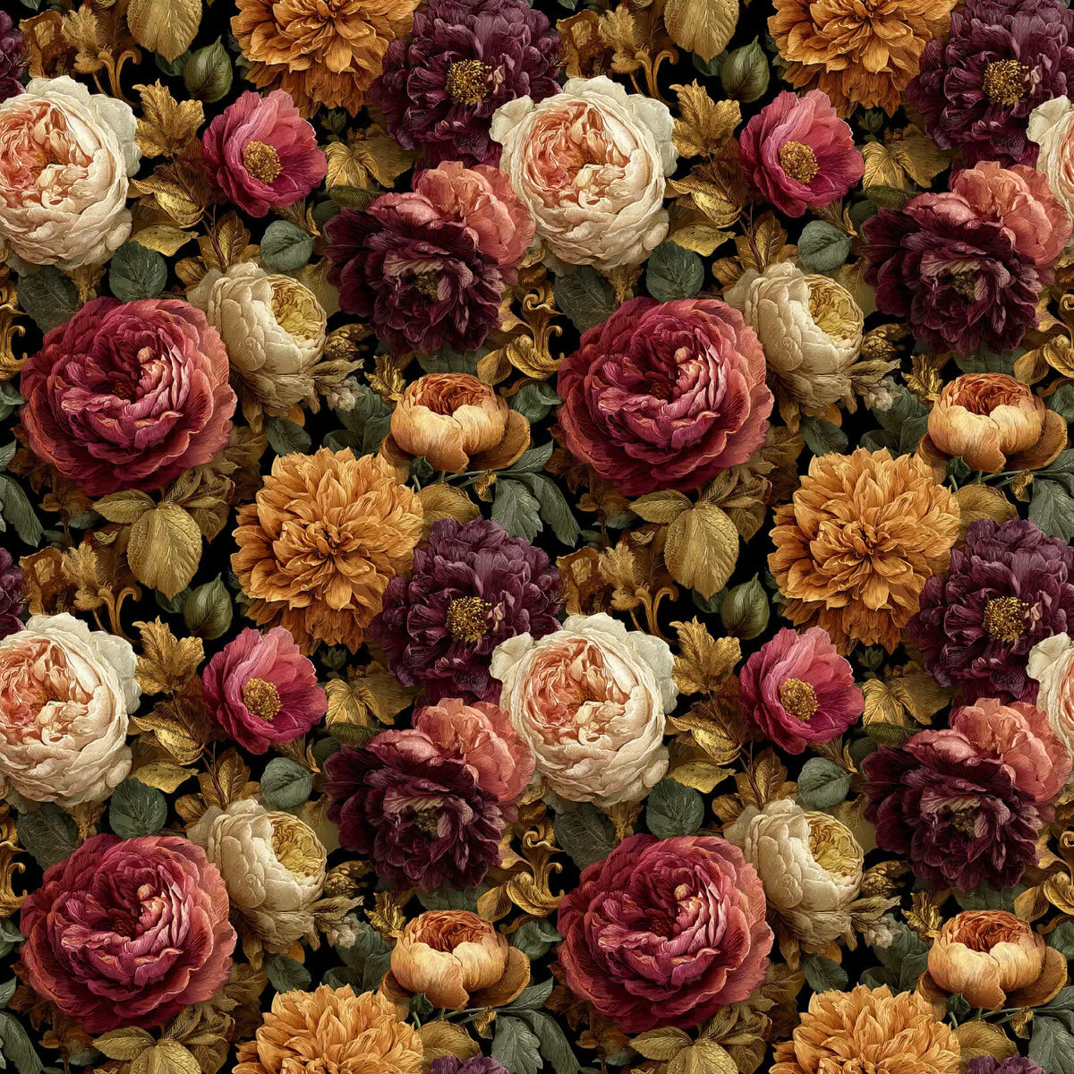 Viskose-Gabardine-Stoff – Pfingstrosen und Rosen