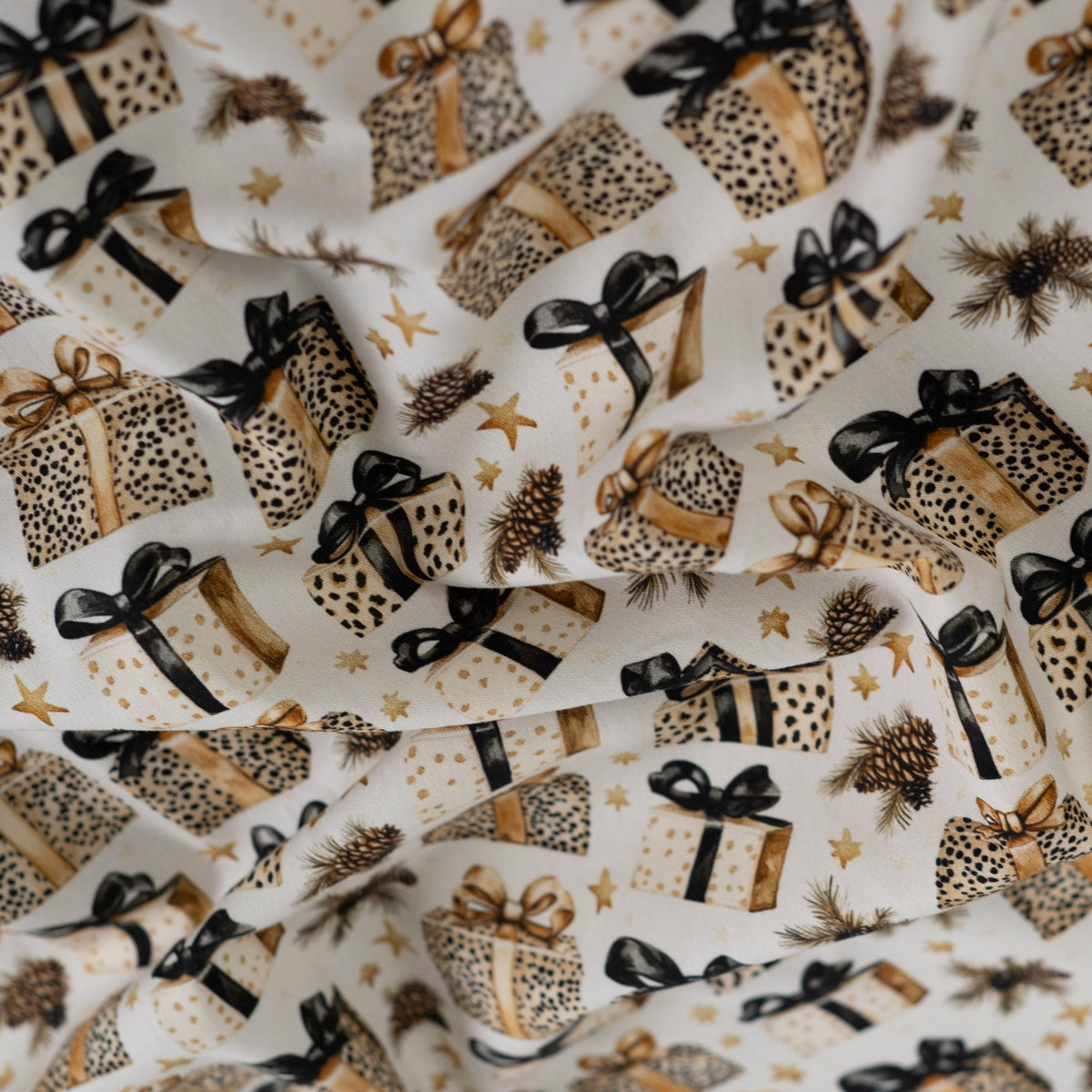 Premium-Stoff aus 100 % Baumwolle – Weihnachts-Leoparden-Geschenke