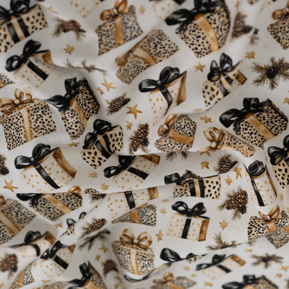 Premium-Stoff aus 100 % Baumwolle – Weihnachts-Leoparden-Geschenke