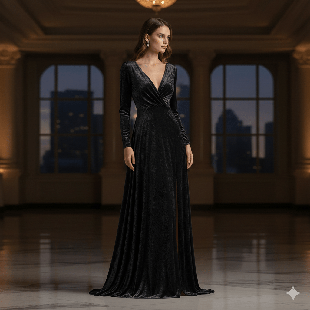 Attēls ar Samts ar elastānu - melns 240 g/m² – pieejams Šarlotes audumi