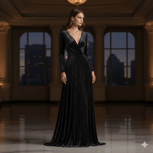 Attēls ar Samts ar elastānu - melns 240 g/m² – pieejams Šarlotes audumi