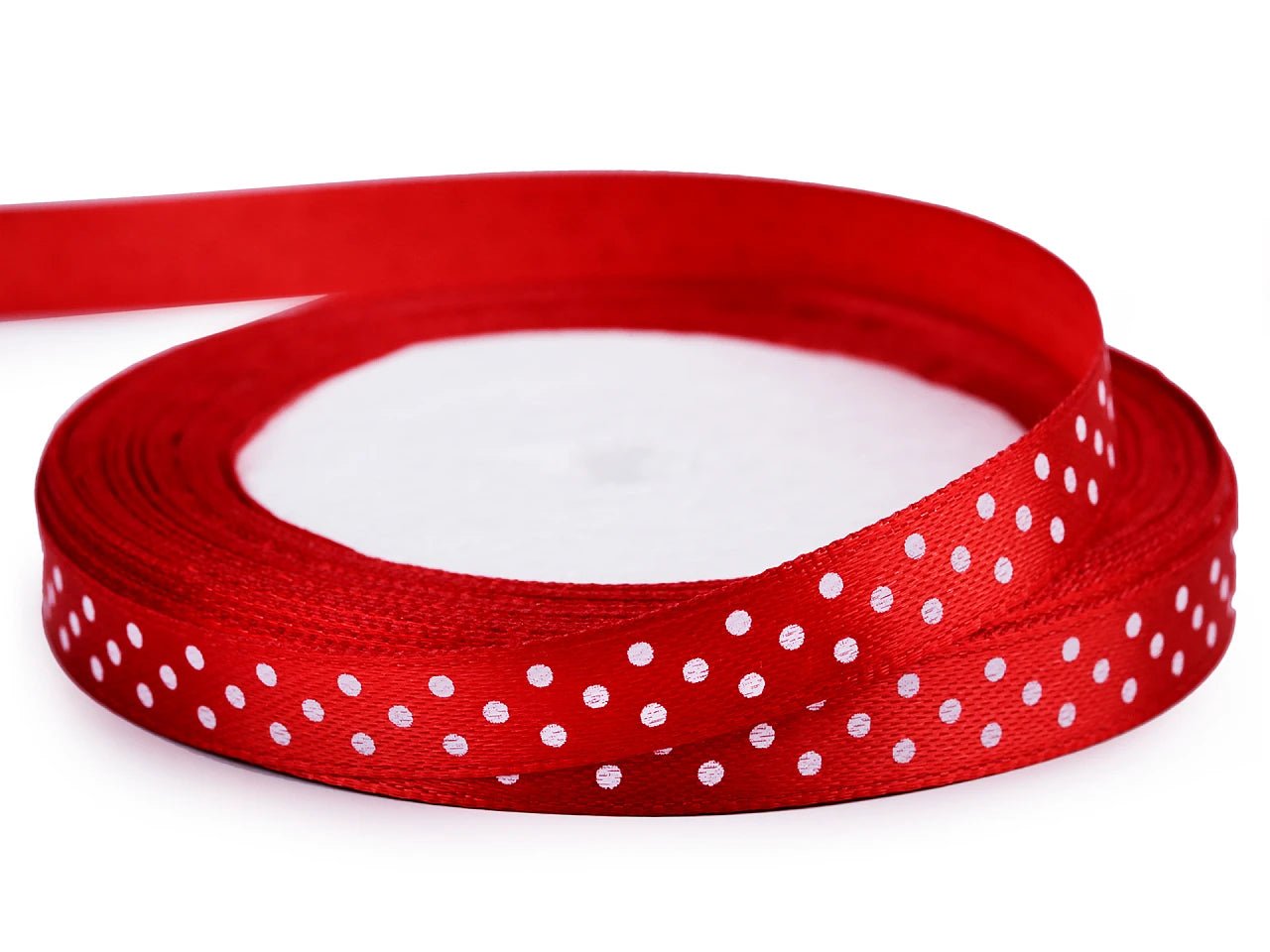 Attēls ar Satīna lente ar punktiem 10 mm (iepakojums 22,5 m) |dažādu toņu – pieejams Šarlotes audumi