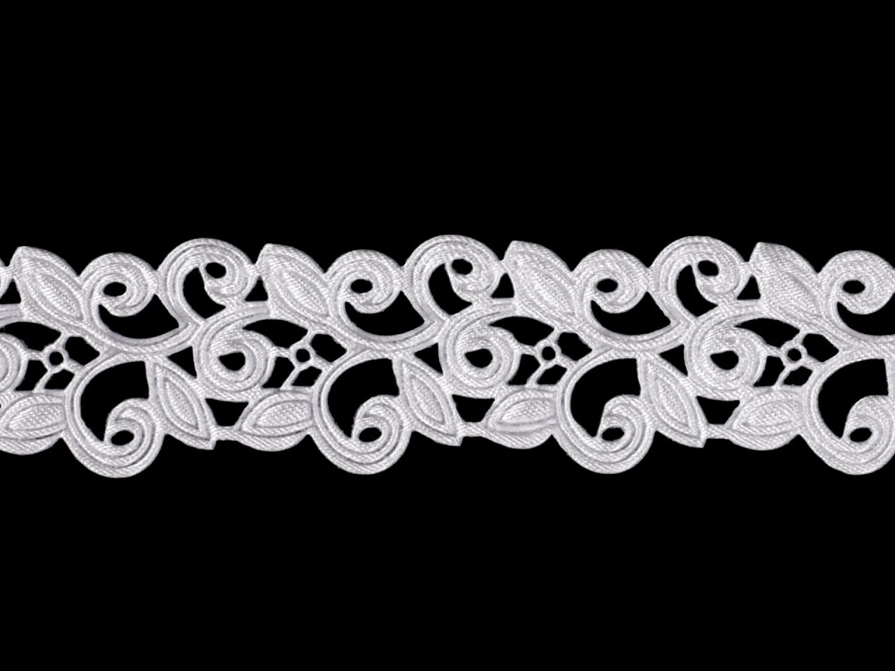 Attēls ar Satīna mežģīņu lente (laser - cut) | 22 mm balta – pieejams Šarlotes audumi