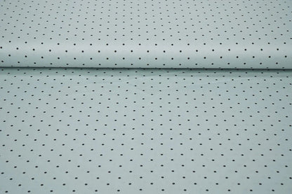 Satin with elastane - polka dots on a mint background 90 g/m²