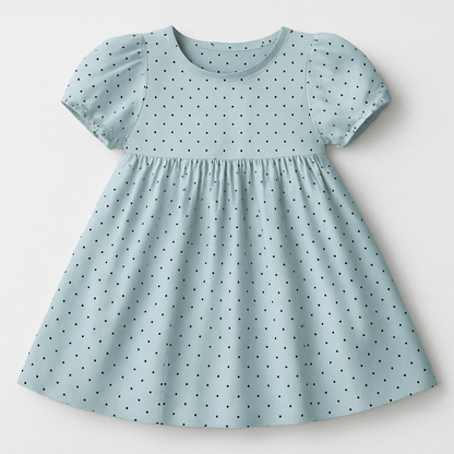 Satin with elastane - dots on a mint background 90 g/m²