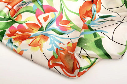 Satin avec élasthanne - tulipes 80 g/m²