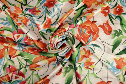 Satin avec élasthanne - tulipes 80 g/m²