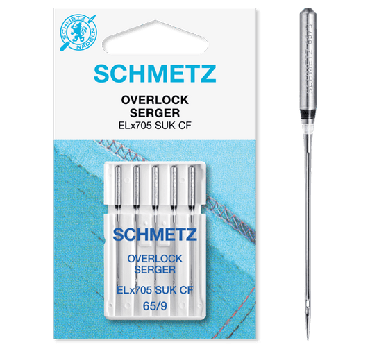 Attēls ar SCHMETZ Overloka un Koverloka adatas trikotāžai ELx705 SUK CF - Nr.65 (5gab.) – pieejams Šarlotes audumi