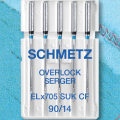Image de SCHMETZ aiguilles pour surjeteuse et recouvreuse pour maille ELx705 SUK CF - n°90 (5 pcs) – disponible chez Šarlotes audumi