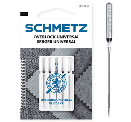 Image de SCHMETZ aiguilles universelles pour surjeteuse et recouvreuse ELx705 CF - n°65 (5 pcs) – disponible chez Šarlotes audumi