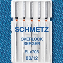 Image des aiguilles universelles SCHMETZ ELx705 pour surjeteuse et recouvreuse - n°80 (5 p.) – disponible chez Šarlotes audumi
