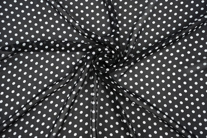 Chiffon - pois blancs sur fond noir | 150 cm | 65 g/m²