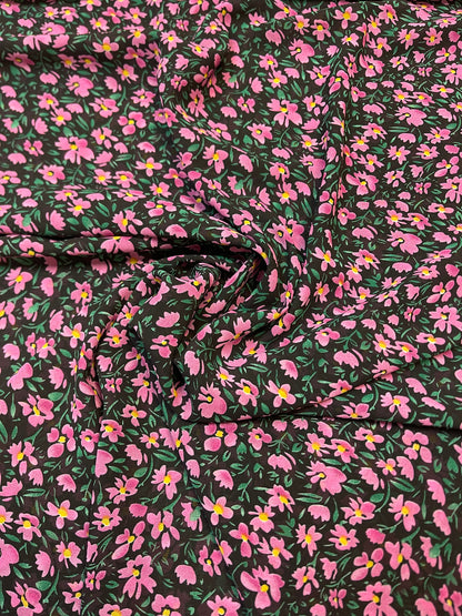 Chiffon - petites fleurs roses | 150 cm | 65 g/m²