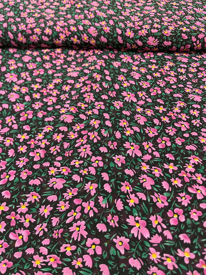Chiffon à petites fleurs roses | 150 cm | 65 g/m²