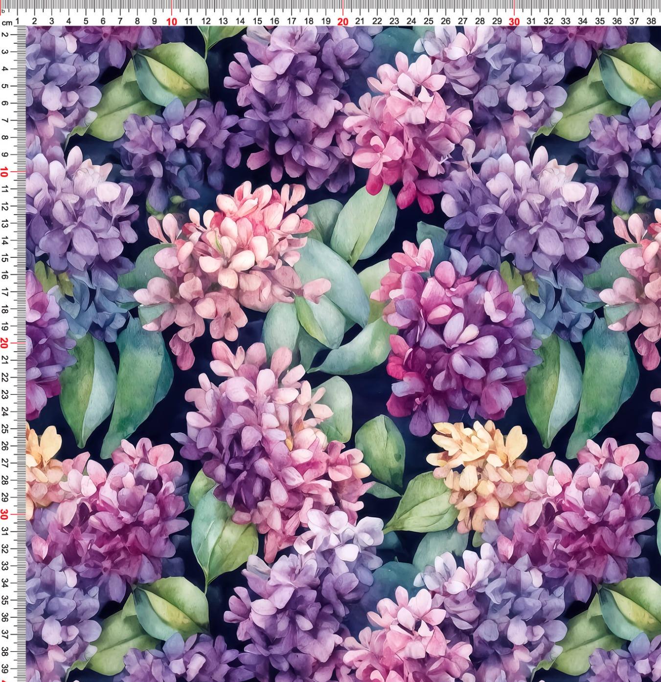 Image de tissu softshell - hortensias 300 g/m² – disponible chez Šarlotes audumi