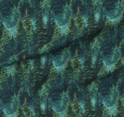 Image avec tissu softshell - Forêt sempervirente 300 g/m² – disponible chez Šarlotes audumi