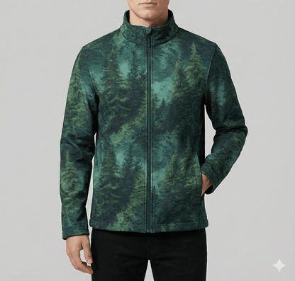 Image avec tissu softshell - Forêt sempervirente 300 g/m² – disponible chez Šarlotes audumi