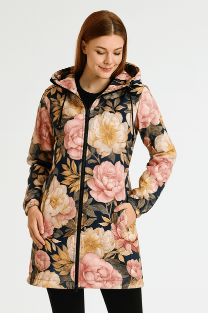 Tissu softshell - Pivoines 300 g/m² (Bientôt disponible)