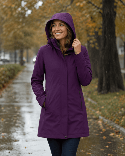 Bild mit wasserabweisendem Softshell-Stoff in Lila – online erhältlich bei Šarlotes audumi