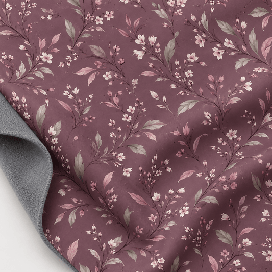 Bild mit Softshell-Stoff – Blumenmuster auf altrosa Hintergrund – online erhältlich bei Šarlotes audumi