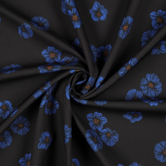 Bild mit Softshell-Stoff – blaue Blumen, online erhältlich bei Šarlotes audumi