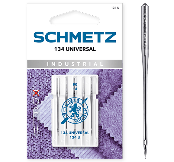Attēls ar Šujmašīnas adatas SCHMETZ 134 UNIVERSAL ar apaļo kātu Nr.90 (5gab.) – pieejams Šarlotes audumi