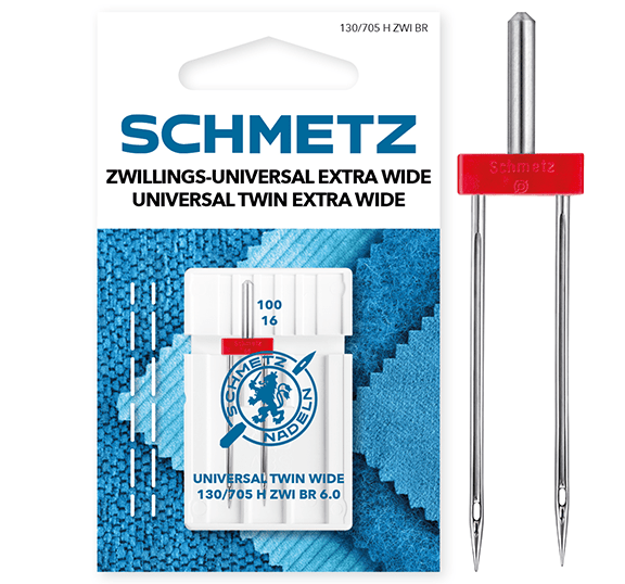 Attēls ar Šujmašīnu adata dubultā universālā SCHMETZ UNIVERSAL TWIN ZWI BR - Nr.6/100 (1gab.) – pieejams Šarlotes audumi