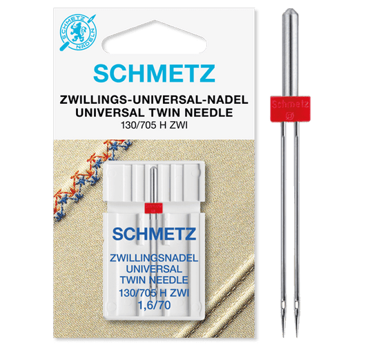 Attēls ar Šujmašīnu adata dubultā universālā SCHMETZ UNIVERSAL TWIN ZWI - Nr.1,6/70 (1gab.) – pieejams Šarlotes audumi