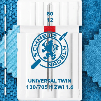 Aiguille double universelle pour machine à coudre SCHMETZ UNIVERSAL TWIN ZWI - n°1,6/80 (1pc) – disponible chez Šarlotes audumi