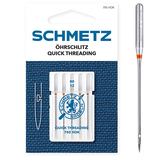 Sewing machine needles for quick thread insertion 130/705 H
