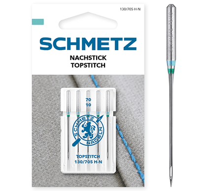 Aiguilles pour machine à coudre pour coutures décoratives SCHMETZ TOPSTITCH NEEDLES - N°70 (5 pièces)
